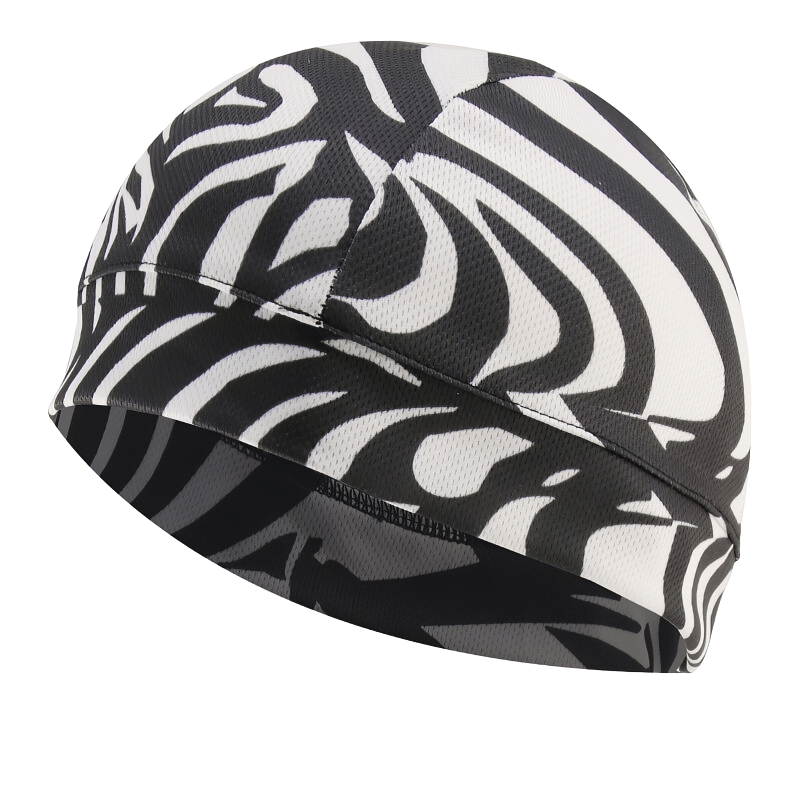 Windproof stretch beanie with black and white pattern for outdoor sports, unisex design, SF1415 model, breathable polyester.